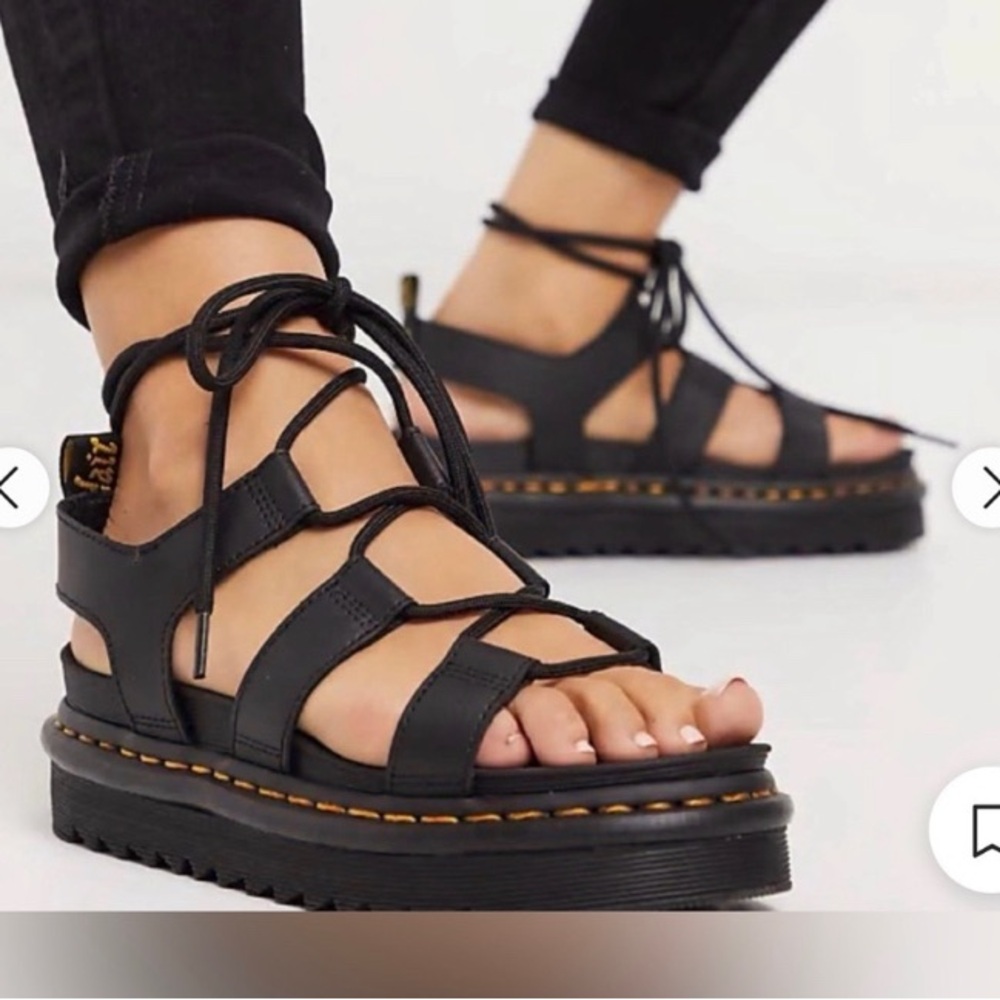 Dr. Martens Natilla Black Lace-Up Gladiator Platform Sandals